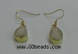 NGE242 10*12mm teardrop druzy agate gemstone earrings wholesale