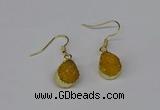 NGE243 10*12mm teardrop druzy agate gemstone earrings wholesale