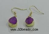 NGE244 10*12mm teardrop druzy agate gemstone earrings wholesale