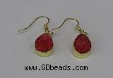 NGE245 10*12mm teardrop druzy agate gemstone earrings wholesale