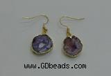 NGE259 13*18mm - 15*20mm freeform druzy agate earrings