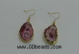 NGE260 13*18mm - 15*20mm freeform druzy agate earrings