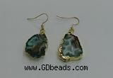 NGE262 13*18mm - 15*20mm freeform druzy agate earrings