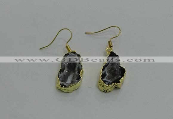 NGE263 13*18mm - 15*20mm freeform druzy agate earrings