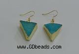 NGE269 18*22mm - 20*22mm triangle druzy agate earrings