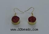 NGE279 15mm - 16mm coin druzy agate gemstone earrings wholeasle