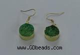 NGE280 15mm - 16mm coin druzy agate gemstone earrings wholeasle