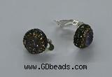 NGE286 15mm - 16mm coin plated druzy agate earrings wholeasle