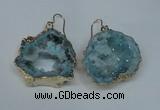 NGE31 30*35mm - 35*40mm freeform plated druzy agate earrings