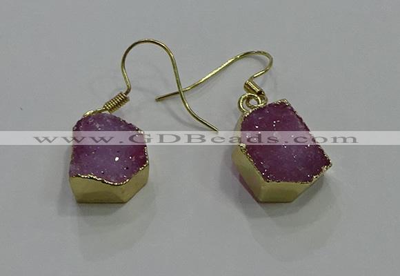 NGE323 10*14mm - 12*16mm freeform druzy agate gemstone earrings