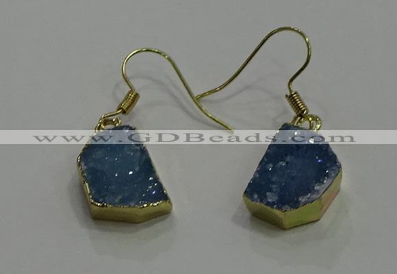 NGE324 10*14mm - 12*16mm freeform druzy agate gemstone earrings