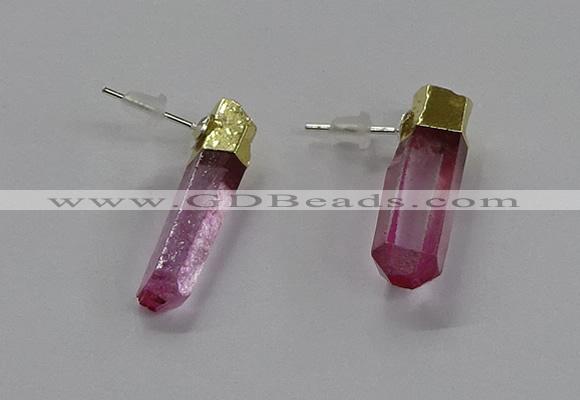 NGE328 5*18mm - 6*22mm sticks dyed white crystal earrings wholesale