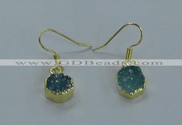 NGE335 9mm - 11mm freeform druzy agate earrings wholesale