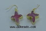 NGE340 13*18mm - 15*20mm cross druzy agate earrings wholesale