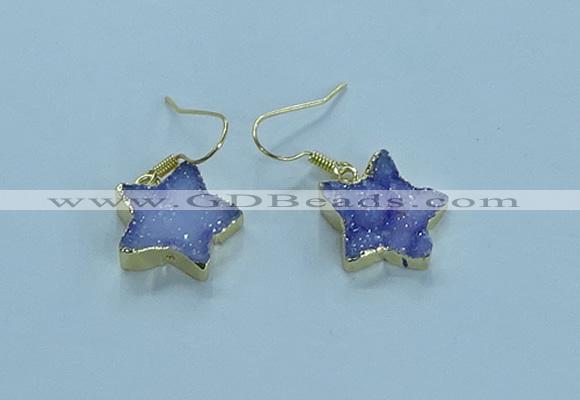 NGE347 14mm - 16mm star druzy agate earrings wholesale