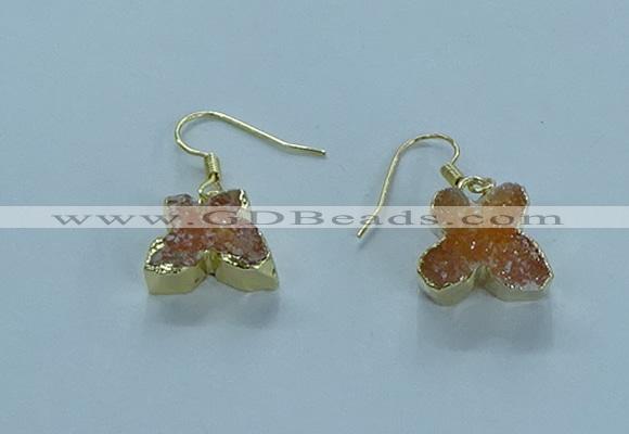 NGE354 10*14mm - 12*16mm butterfly druzy agate earrings wholesale