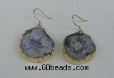 NGE36 20*25mm - 25*30mm freeform plated druzy agate earrings