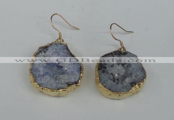 NGE36 20*25mm - 25*30mm freeform plated druzy agate earrings