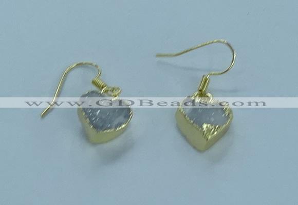 NGE360 10*10mm - 11*11mm heart druzy agate earrings wholesale