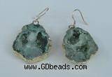 NGE38 20*25mm - 25*30mm freeform plated druzy agate earrings