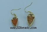 NGE381 9*18mm - 10*20mm arrowhead druzy agate earrings wholesale