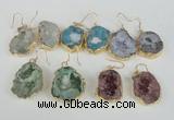 NGE39 20*25mm - 25*30mm freeform plated druzy agate earrings