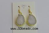 NGE401 15*20mm teardrop AB-color druzy agate gemstone earrings