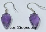 NGE422 9*15mm arrowhead-shaped amethyst earrings wholesale