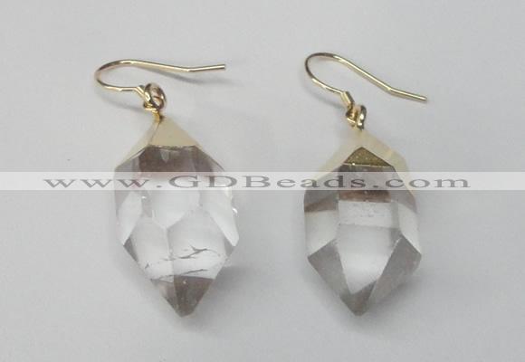 NGE43 12*20mm - 15*25mm faceted nuggets white crystal earrings