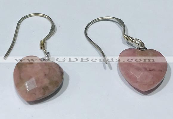 NGE430 10*10mm heart-shaped rhodonite earrings wholesale