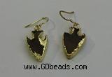 NGE5000 16*20mm - 18*25mm arrowhead smoky quartz earrings