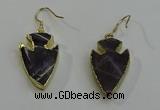 NGE5004 18*25mm - 20*30mm arrowhead amethyst earrings