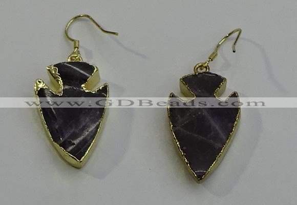 NGE5004 18*25mm - 20*30mm arrowhead amethyst earrings