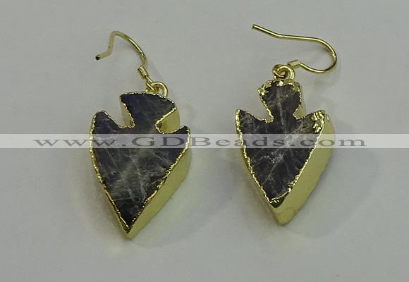 NGE5005 18*25mm - 20*30mm arrowhead labradorite earrings