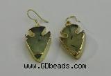 NGE5006 18*25mm - 20*30mm arrowhead green rutilated quartz earrings