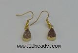 NGE5020 8*12mm teardrop druzy agate gemstone earrings wholesale