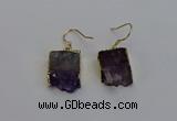 NGE5025 15*16mm - 15*20mm freeform druzy amethyst earrings