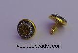 NGE5031 12mm - 14mm coin plated druzy agate gemstone earrings