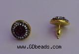 NGE5033 12mm - 14mm coin plated druzy agate gemstone earrings