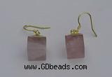 NGE5081 10*15mm cube rose quartz gemstone earrings wholesale