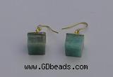 NGE5092 10*15mm cube amazonite gemstone earrings wholesale