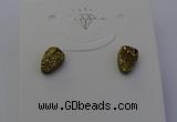 NGE5114 5*8mm freeform plated druzy quartz earrings wholesale