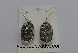 NGE5121 10*22mm - 12*25mm freeform plated druzy quartz earrings