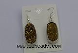 NGE5122 10*22mm - 12*25mm freeform plated druzy quartz earrings