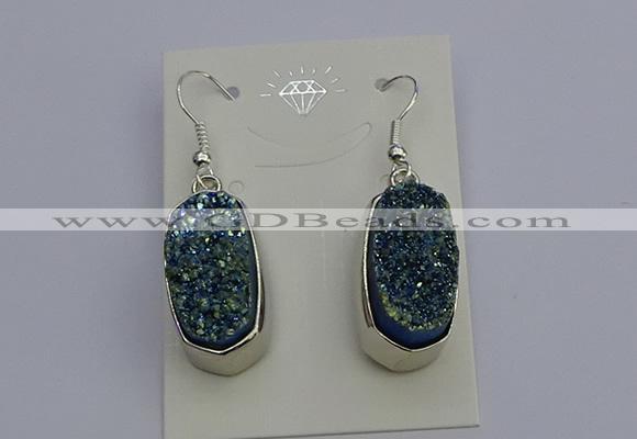 NGE5123 10*22mm - 12*25mm freeform plated druzy quartz earrings