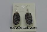 NGE5124 10*22mm - 12*25mm freeform plated druzy quartz earrings