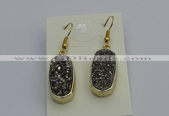 NGE5131 10*22mm - 12*25mm freeform plated druzy quartz earrings