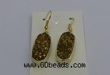 NGE5132 10*22mm - 12*25mm freeform plated druzy quartz earrings