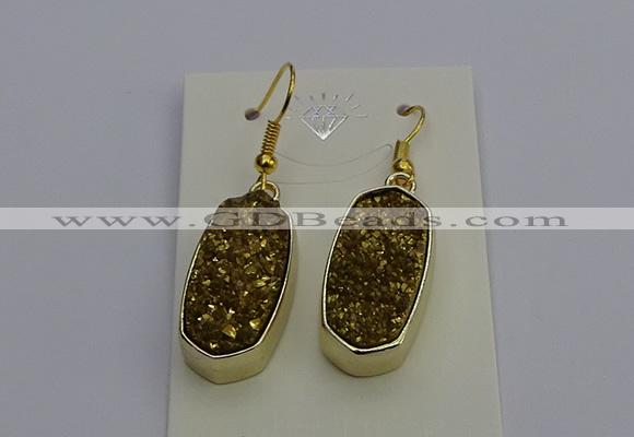 NGE5132 10*22mm - 12*25mm freeform plated druzy quartz earrings