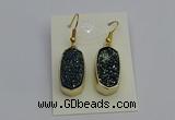 NGE5133 10*22mm - 12*25mm freeform plated druzy quartz earrings